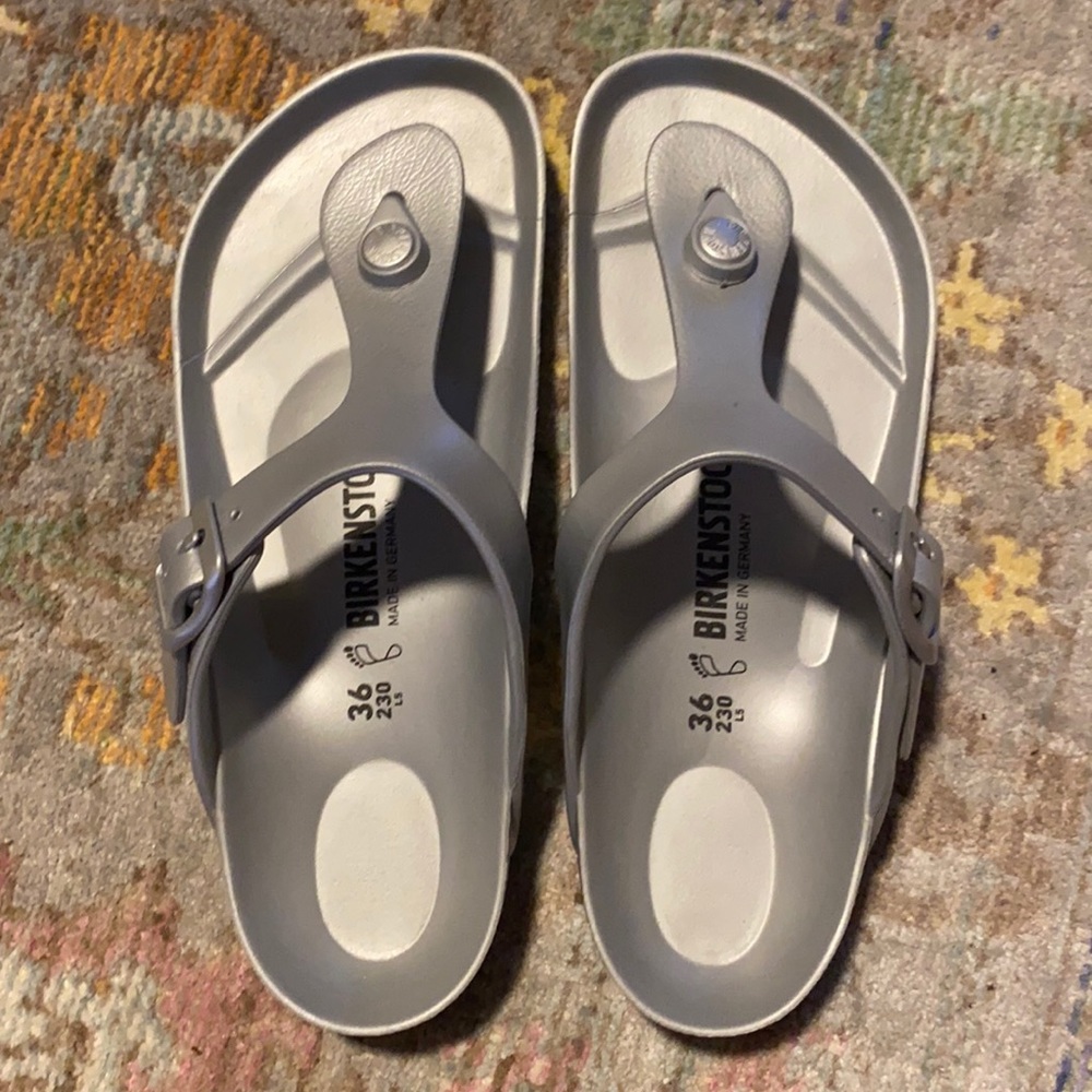 Silver Gizeh EVA Birkenstocks